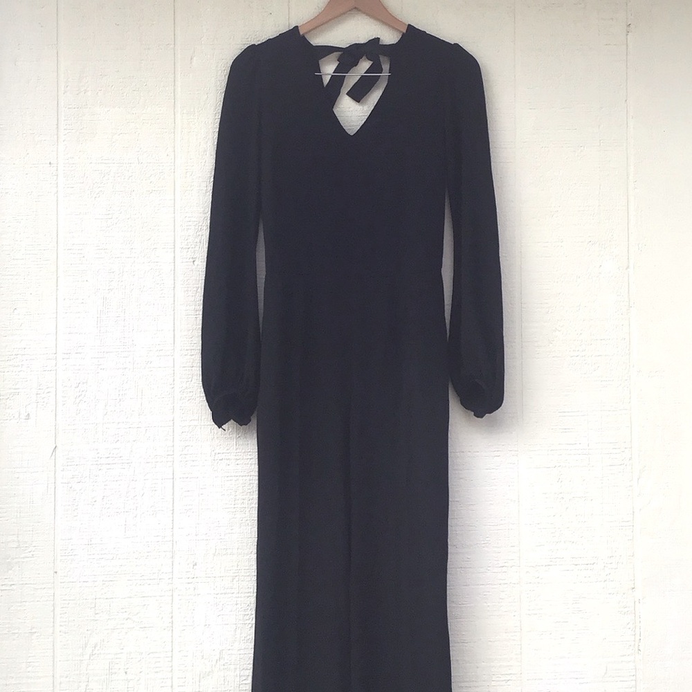 Zara v neck back bow tie black jumpsuit
